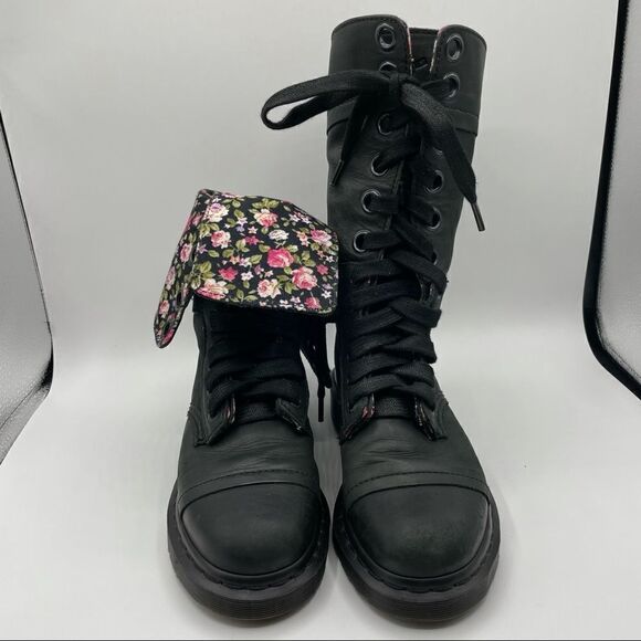 Dr. Martens Triumph Floral Fold Over Boots - Picture 1 of 6